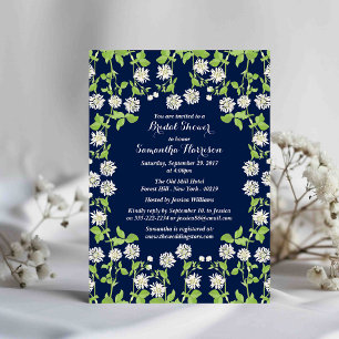 Modern Navy Floral Garden Bridal Shower Invitation