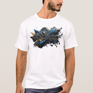 Modern Navy FOCUSED 3D Text Art T-Shirt
