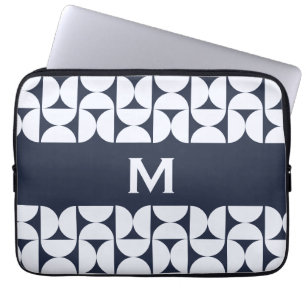 Modern Navy Geometric Laptop Sleeve 15 inch