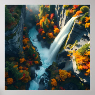 Modern Navy & Gold Abstract Mountain Peak – Luxury Poster