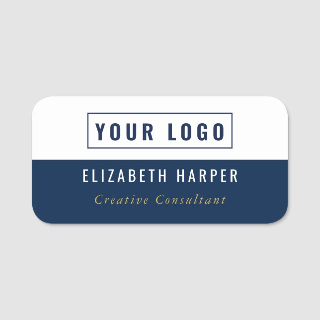 Modern Navy Gold Custom Logo Professional Badge (Front)
