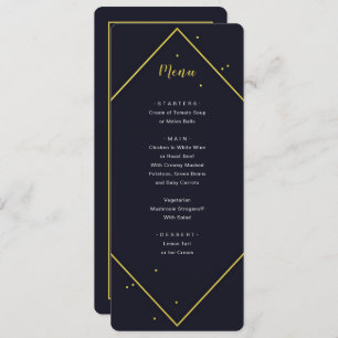 Modern Navy Gold Geometric Menu Invitation