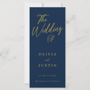 Modern Navy & Gold Script Wedding Program