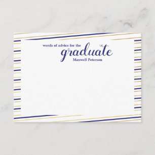 Modern Navy & Gold Striped Graduate Word of Advice Invitation