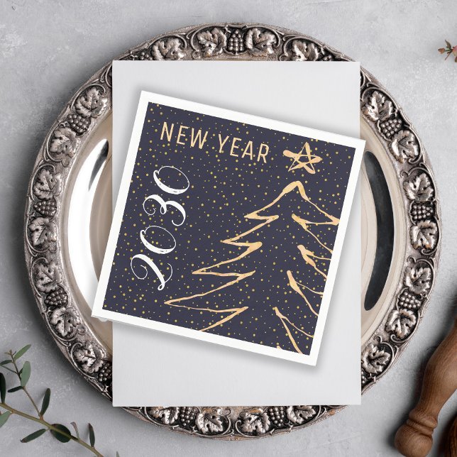 Modern navy gold white New Years party 2018 Napkin (Creator Uploaded)