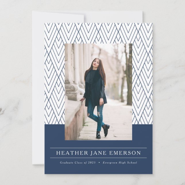 Modern Navy Graduation Announcement (Front)