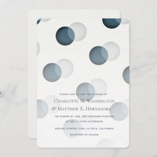 Modern Navy Grey Dot Pattern Wedding Invitation