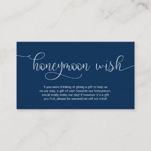 Modern Navy Hand Lettered design, Honeymoon Wish Enclosure Card