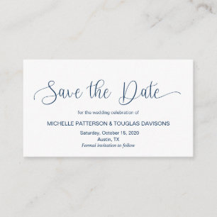 Modern Navy Hand Lettered design, Save the date Enclosure Card