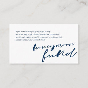 Modern Navy ink minimalism font, Honeymoon Fund Enclosure Card
