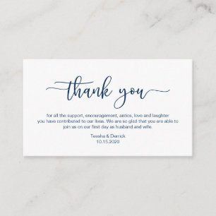 Modern Navy minimalism font, Birthday Thank you Enclosure Card