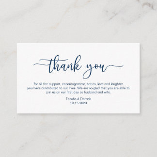 Modern Navy minimalism font, Birthday Thank you Enclosure Card