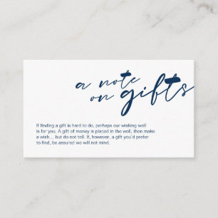 Modern Navy minimalist ink font, A note on gifts Enclosure Card