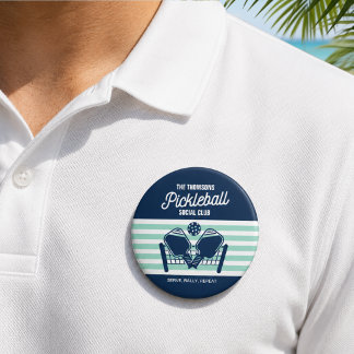 Modern Navy Mint Pickleball Sports Team Club Name 7.5 Cm Round Badge