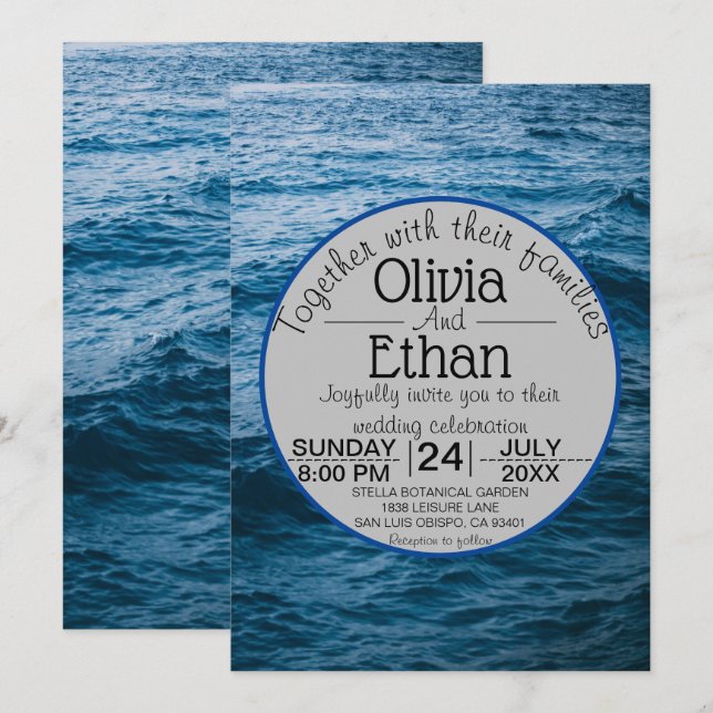 modern navy nautical invitation (Front/Back)