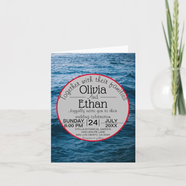 Modern navy nautical wedding invitation (Front)