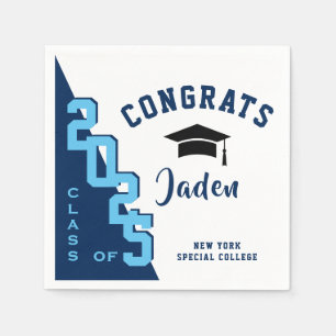Modern  Navy Pink Graduation Party Napkin