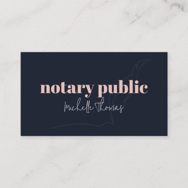 Modern Navy Pink Notary Loan Signing Agent Business Card (Front)