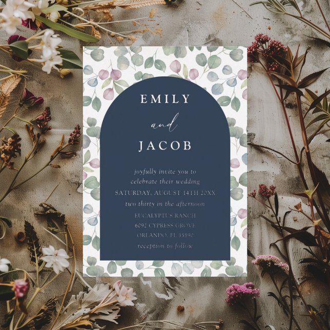 Modern Navy & Silver Botancial Watercolor Wedding (Creator Uploaded)