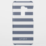 Modern Navy Stripe Clear Uncommon Samsung Galaxy S9 Plus Case<br><div class="desc">Add your name or monogram to this modern navy blue striped clear case.</div>