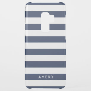 Modern Navy Stripe Clear Uncommon Samsung Galaxy S9 Plus Case
