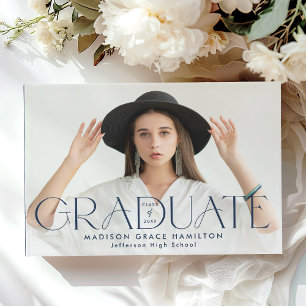 Modern Navy Typography 2 Photo Graduation Guest Book