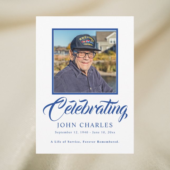 Modern Navy Veteran Celebration of Life Program Card (Creator Uploaded)
