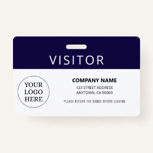 Modern Navy Visitor Pass Company Logo ID Badge