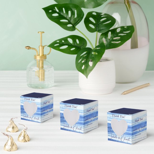Modern Navy Watercolor Brush Strokes Pattern Favour Box (Creator Uploaded)