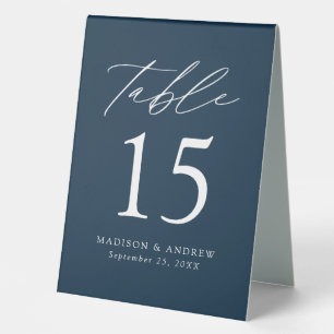 Modern Navy Wedding Table Number
