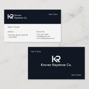 Modern Navy White Corporate Clean Branding Sleek Business Card