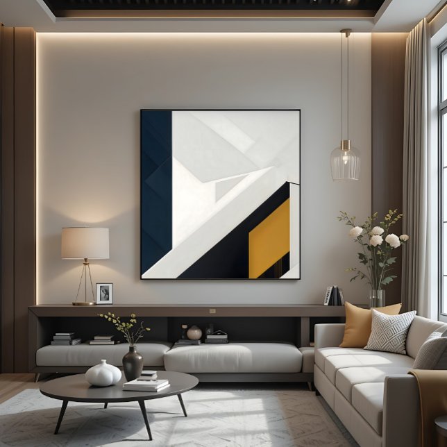 Modern Navy White Gold Geometric Layer Canvas Print (Creator Uploaded)