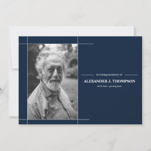 Modern Navy & White In Loving Memory Funeral Thank You Card