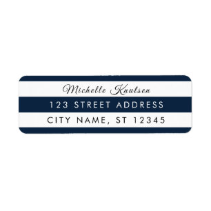 Modern Navy & White Stripes  Address Labels