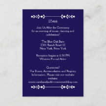 Modern Navy & White Wedding Details Card
