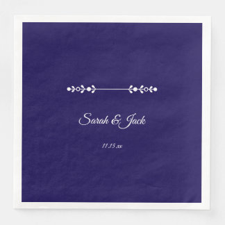  Modern Navy & White Wedding  Napkin