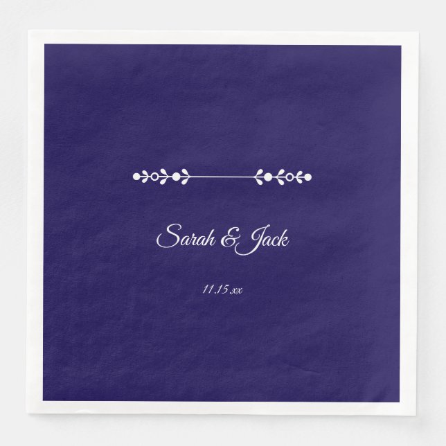  Modern Navy & White Wedding  Napkin (Front)
