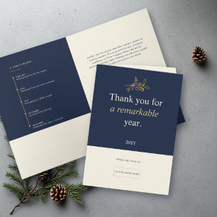 Modern Navy Year in Review Corporate Business Logo Holiday Card