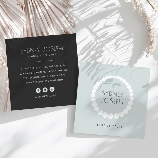 Modern Necklace Logo | Jewellery Design Square Business Card (Creator Uploaded)