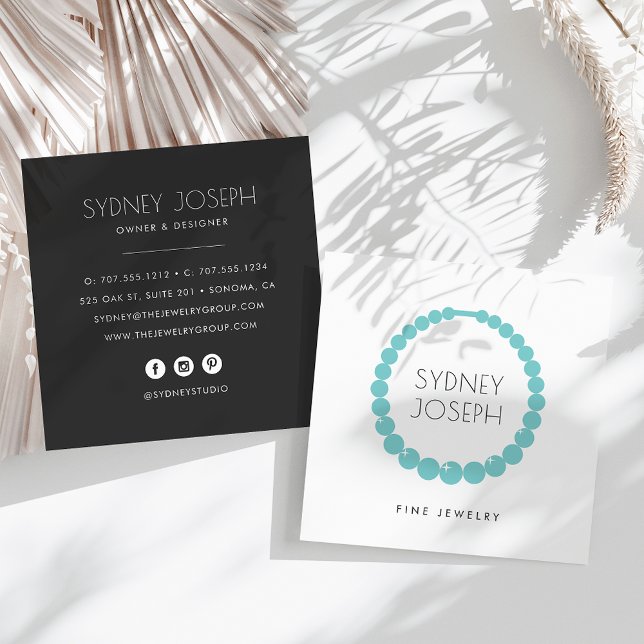 Modern Necklace Logo | Jewellery Design Square Business Card (Creator Uploaded)