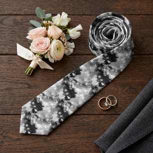 Modern Necktie With Black Grey White Retro Art