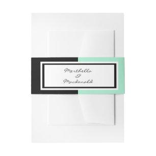 Modern Neo Mint Black WEDDING Invitation Belly Band