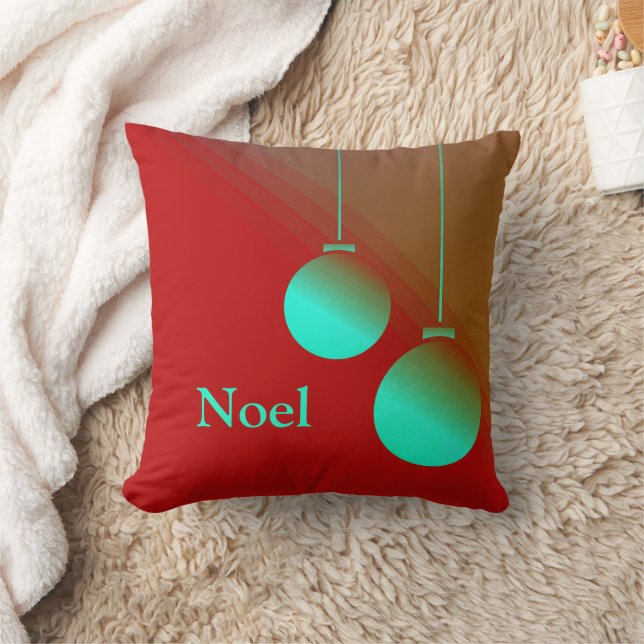 Modern Neo Mint Noel Christmas Holiday Cushion (Blanket)