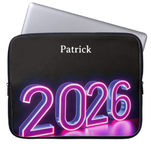 Modern Neon 2026 Happy New Year Welcome Laptop Sleeve