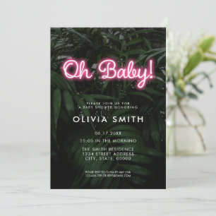 Modern Neon Baby Shower Invitation