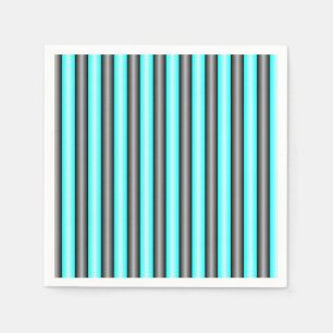 Modern Neon Blue and Black 3D Metal Effect Stripes Napkin