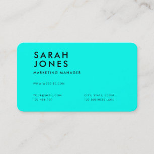 Modern Neon Blue Colour Business Card