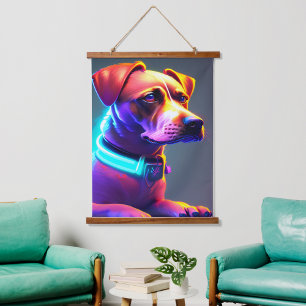 Modern Neon Coloured Dog     Hanging Tapestry