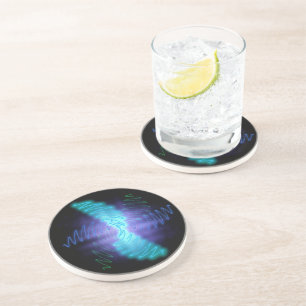Modern Neon Glowing Sound Waves Coaster