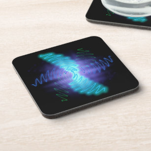 Modern Neon Glowing Sound Waves Coaster